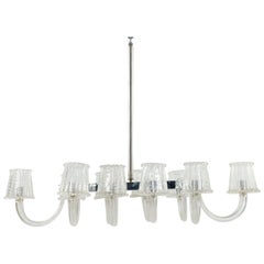 Barovier et Toso Italienisch Venetian Murano Chrom und Glas Kronleuchter