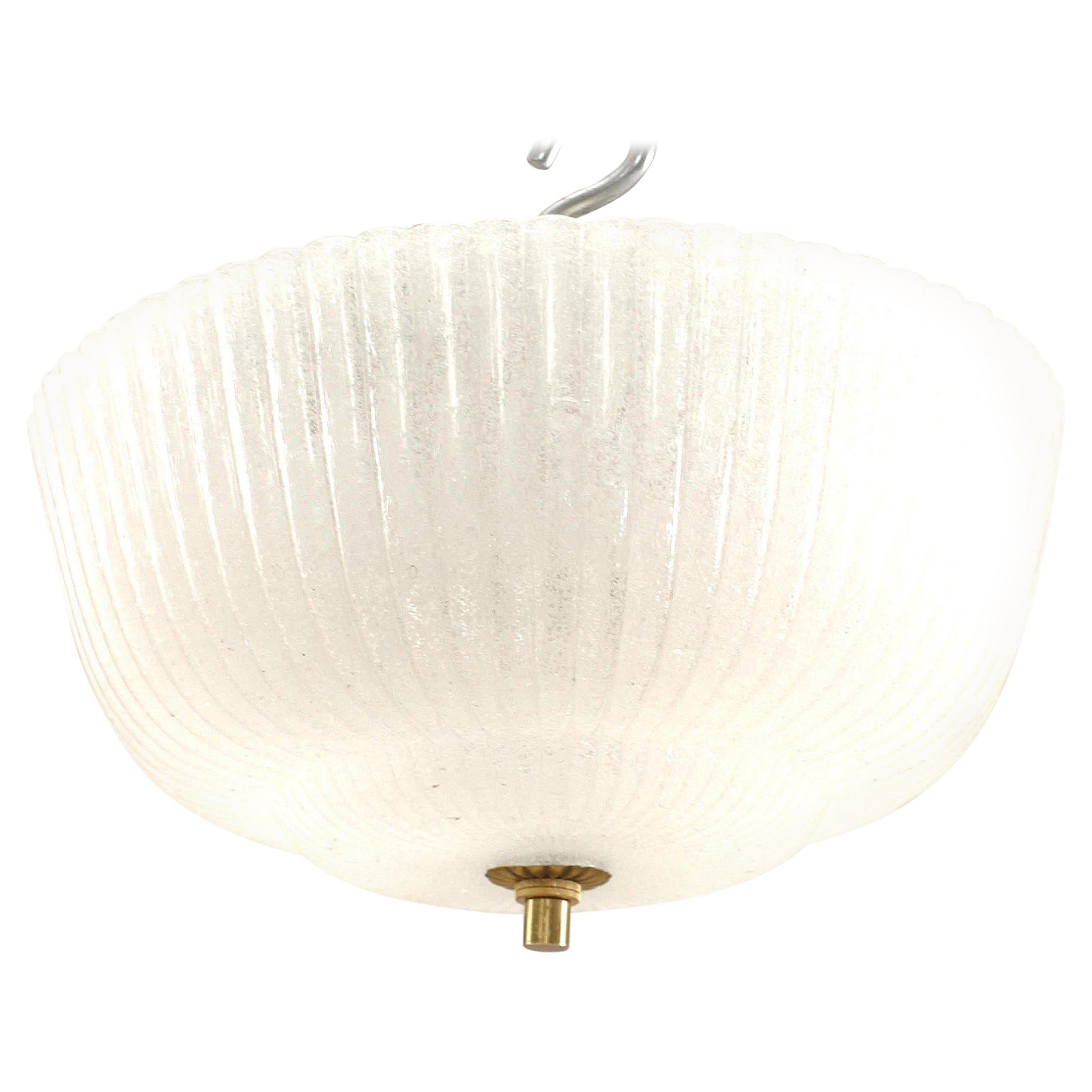 Barovier et Toso Italian Mid-Century Murano Frosted Glass Ceiling Fixture For Sale