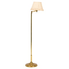English Mid-Century Fluted Brass Floor Lamp with Adjustable Arm
