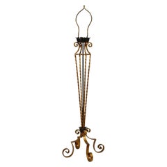 1940s Gilt Metal Floor Lamp On 4 Scroll Legs