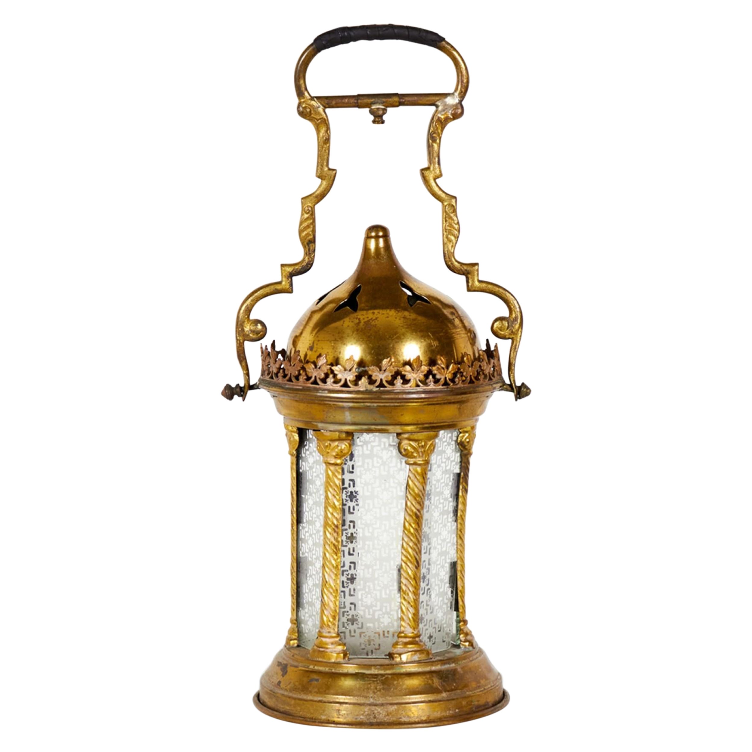 Italian Rococo Style Brass Hand Lantern