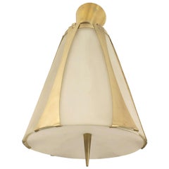 Antique Italian Mid-Century Brass and Glass Lantern