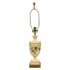 Vintage English Victorian style Mid-Century Floral Porcelain Urn Form Table Lamp