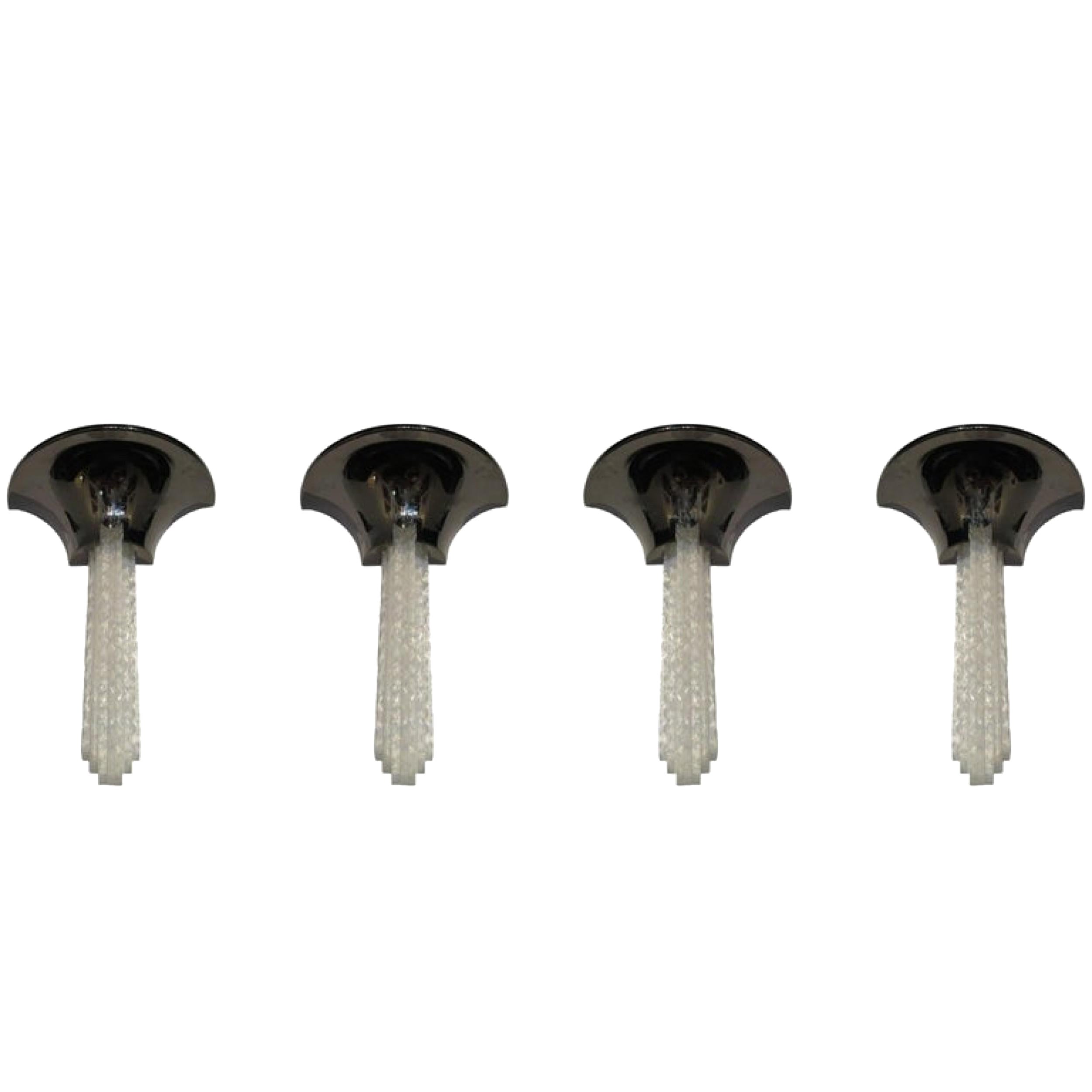 Paar American Modern Glass and Gunmetal Wall Lights, Sconces, Karl Springer