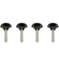 Paar American Modern Glass and Gunmetal Wall Lights, Sconces, Karl Springer
