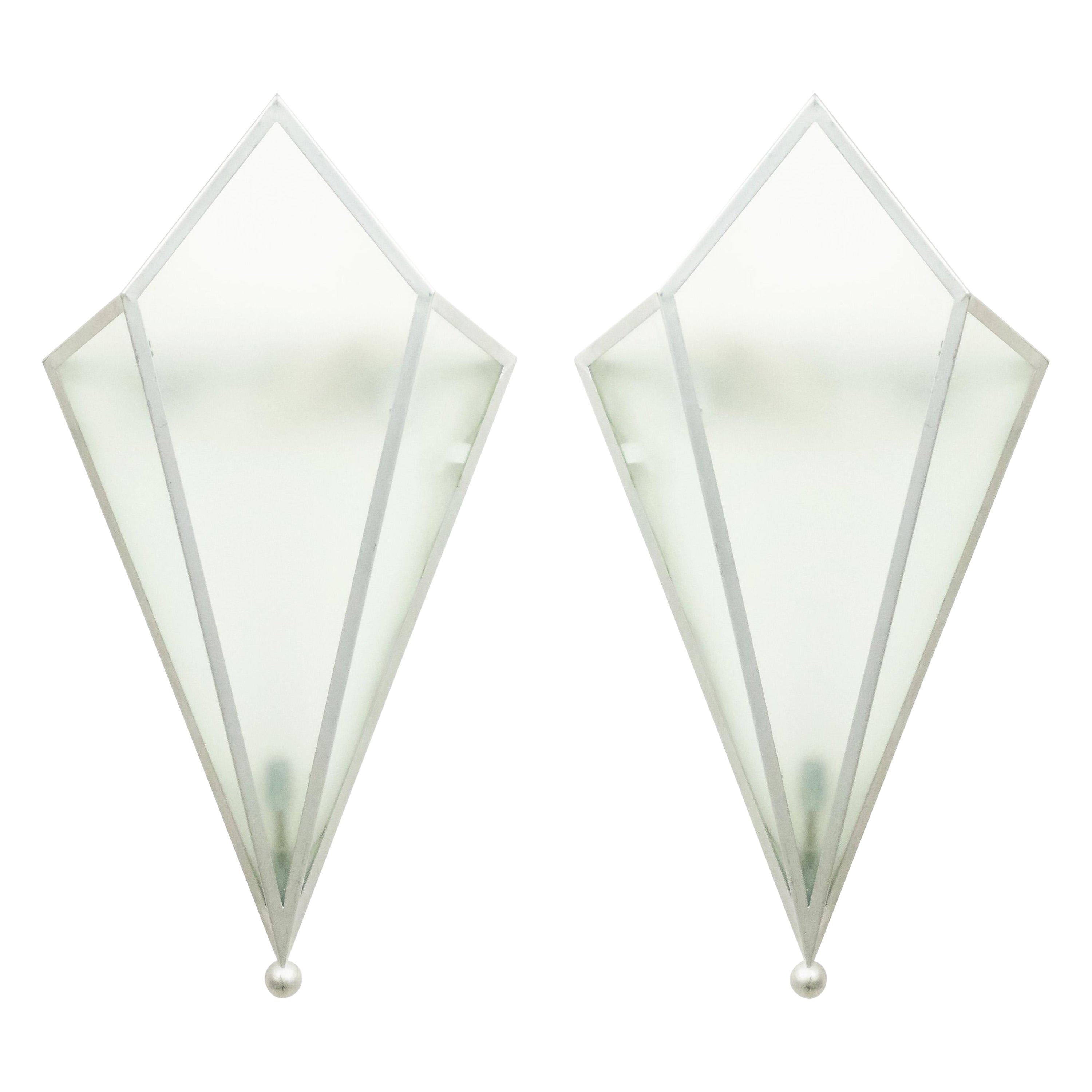Art Deco Wandleuchter aus mattiertem Glas