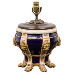 Lampada a urna in porcellana inglese vittoriana di Minton