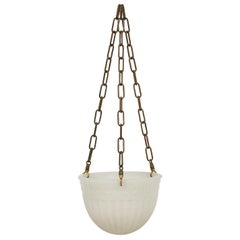 French Art Deco white alabaster bowl shaped lantern