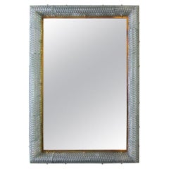 Italian Modern Hand Blown Glass & Bronze Illuminated Mirror Barovier & Toso