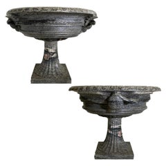 Pair of Monumental Italian Neoclassic Grand Tour Marmo Grigio Tazza