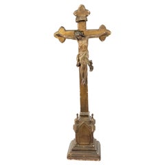 Italian Renaissance Carved Wood Crucifix