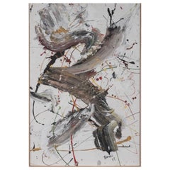 Vintage Abstract Composition of Broad Colorful Brushstrokes & Paint Splatter of Acrylic