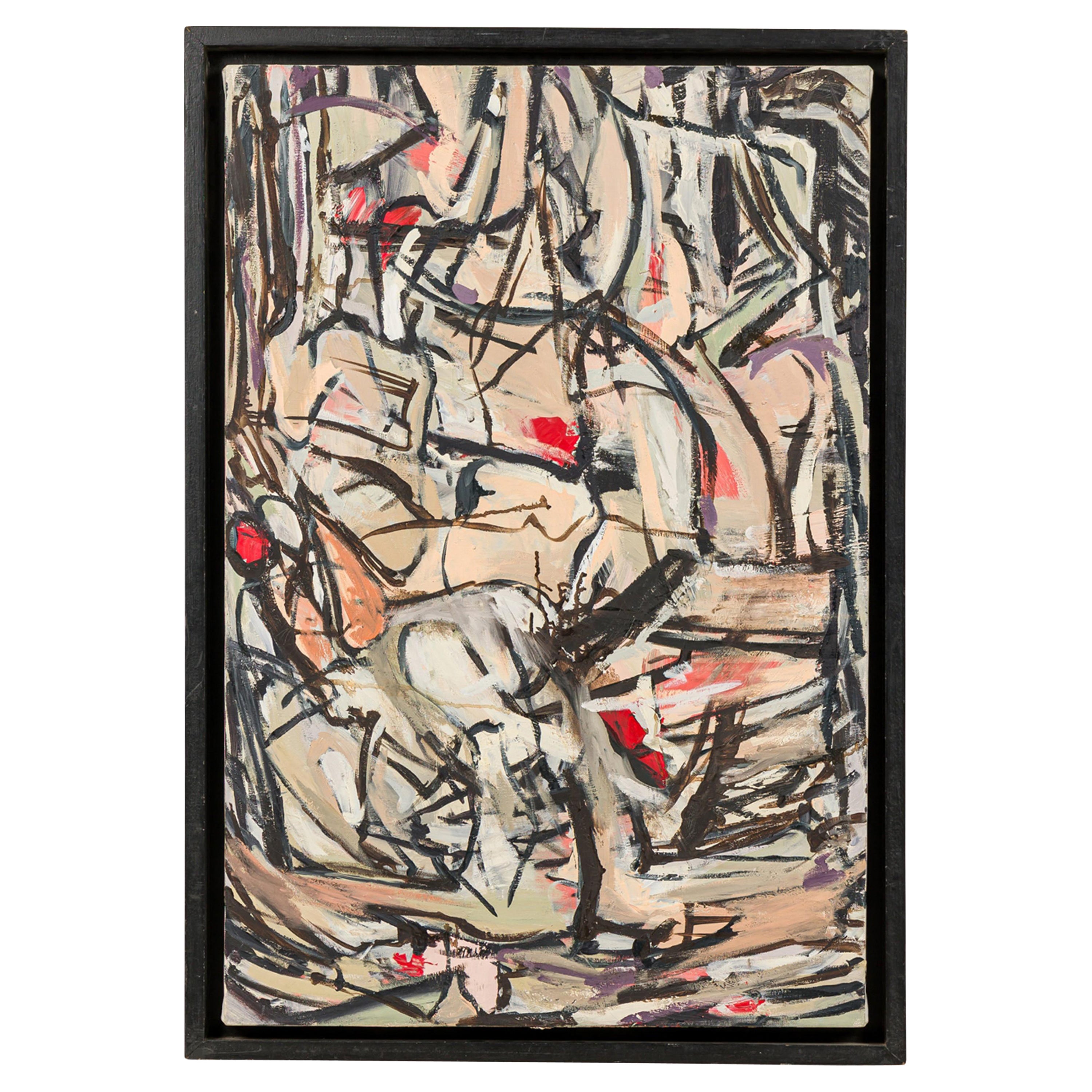 Copia de la Pintura Abstracta "Marrón, Negro con Rojo"