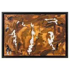 Vintage Tan to Brown Abstract Painting