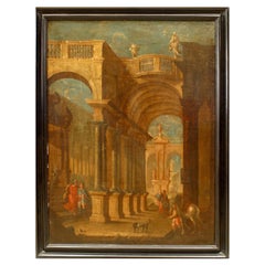 Olio di Capriccio all'italiana con figure in rovine classiche