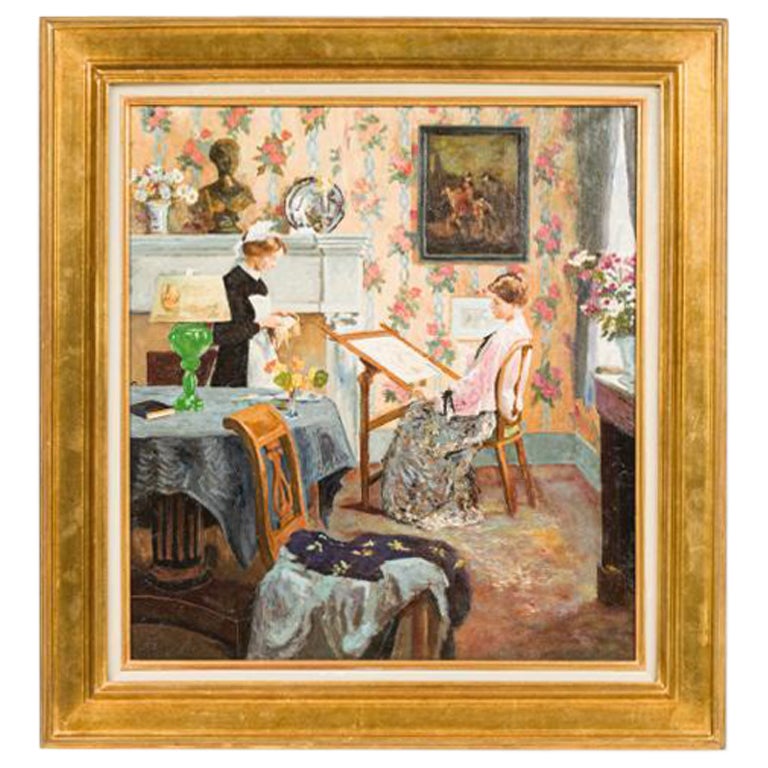 Painting Showing Woman Drawing
