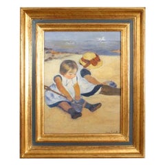 Bambini che giocano sulla spiaggia Pittura