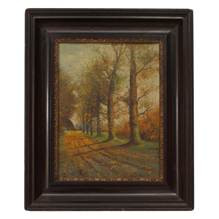 English Victorian Landscape of Tall Trees on a Road