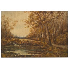 English Victorian Landscape of Stream and Trees