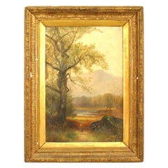 English Victorian Landscape of Pond and Trees