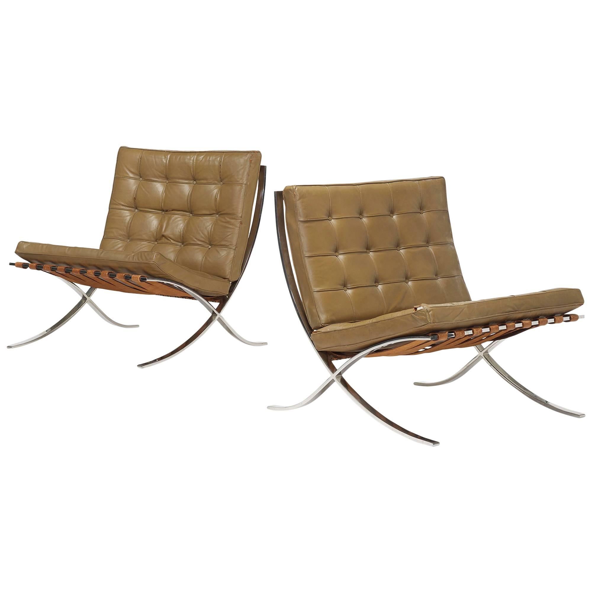 Barcelona Chairs, Pair by Ludwig Mies van der Rohe for Gerald R. Griffith For Sale