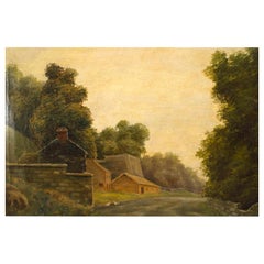 English Victorian Landscape of Road with Houses
