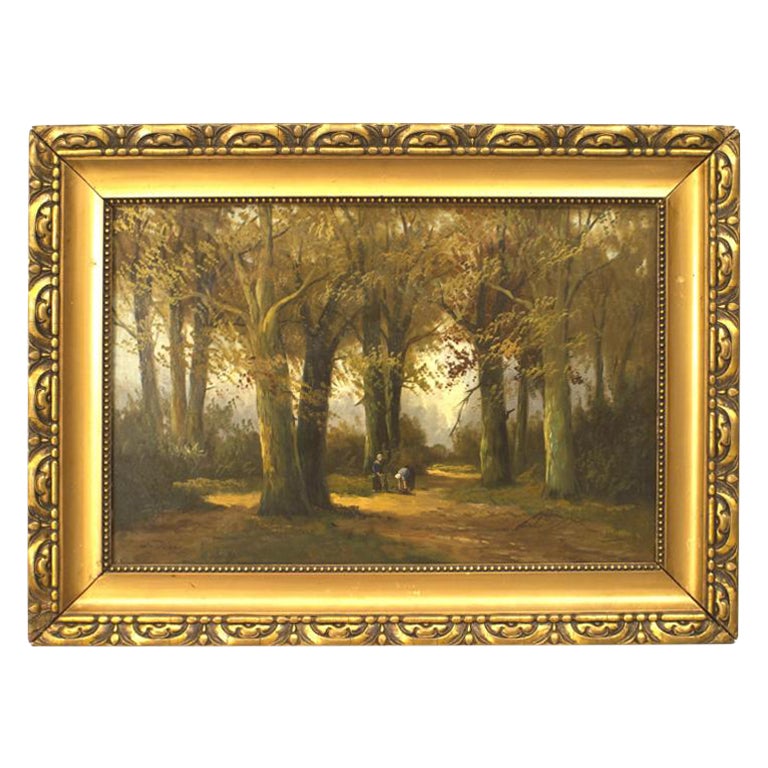English Victorian Landscape of Forest Scene