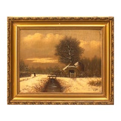 American Victorian Landscape of House in the Snow