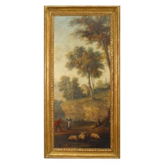 Landschaft mit Menschen mit Schafen