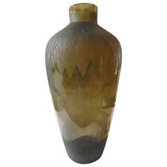 VeArt Art Deco Etched Glass Vase, circa 1930