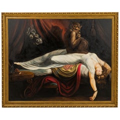 Pintura que representa al diablo y a una mujer dormida