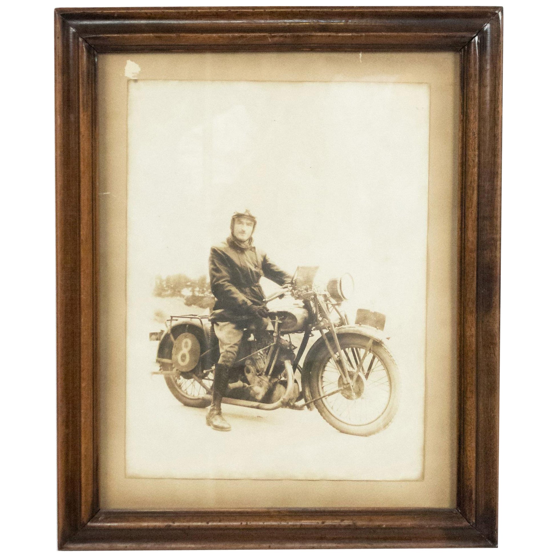 Vintage Man on Motorcycle Photograph