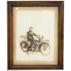 Vintage Man on Motorcycle Photograph