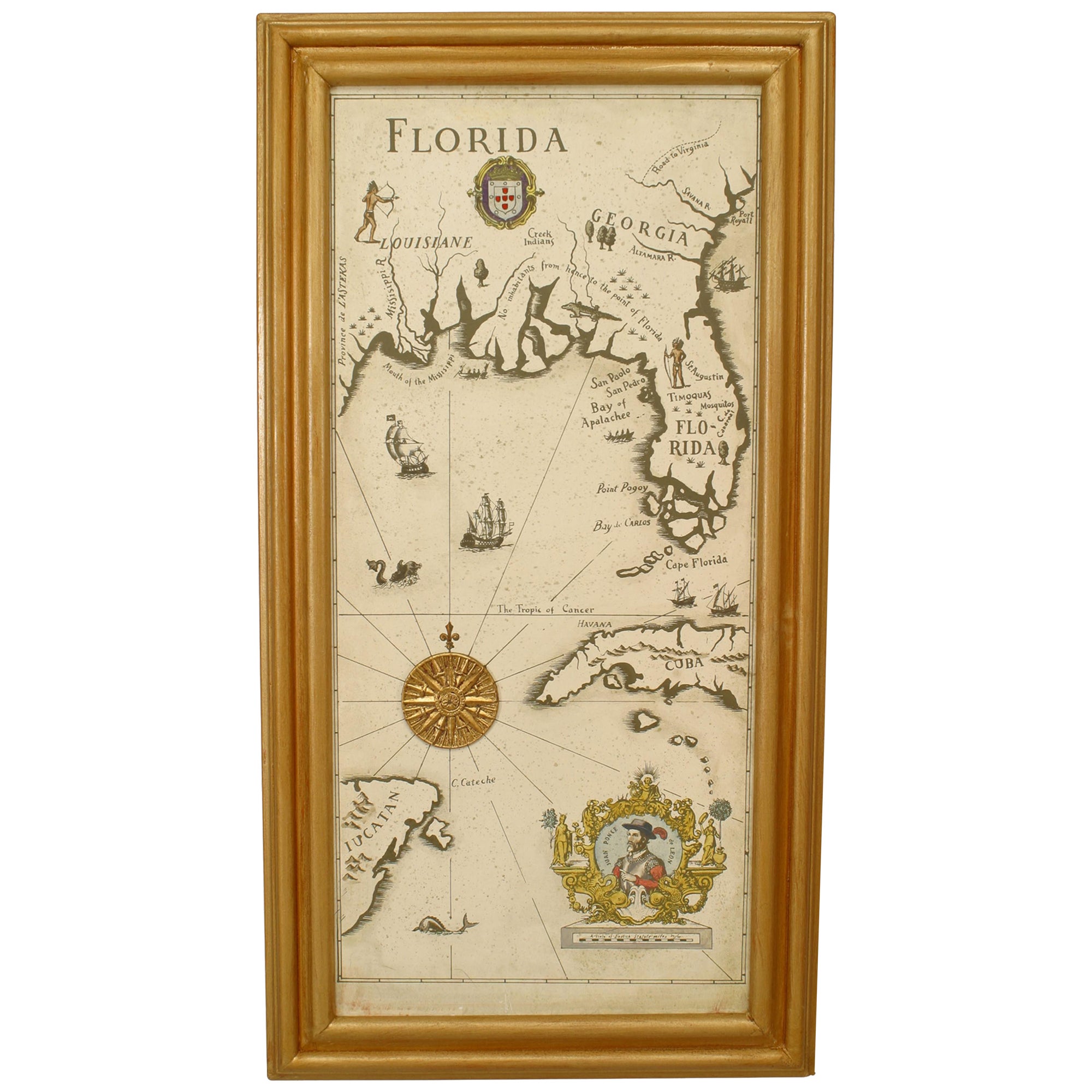 Mappa Mid-Century Modern Florida Gulf Coast in vendita