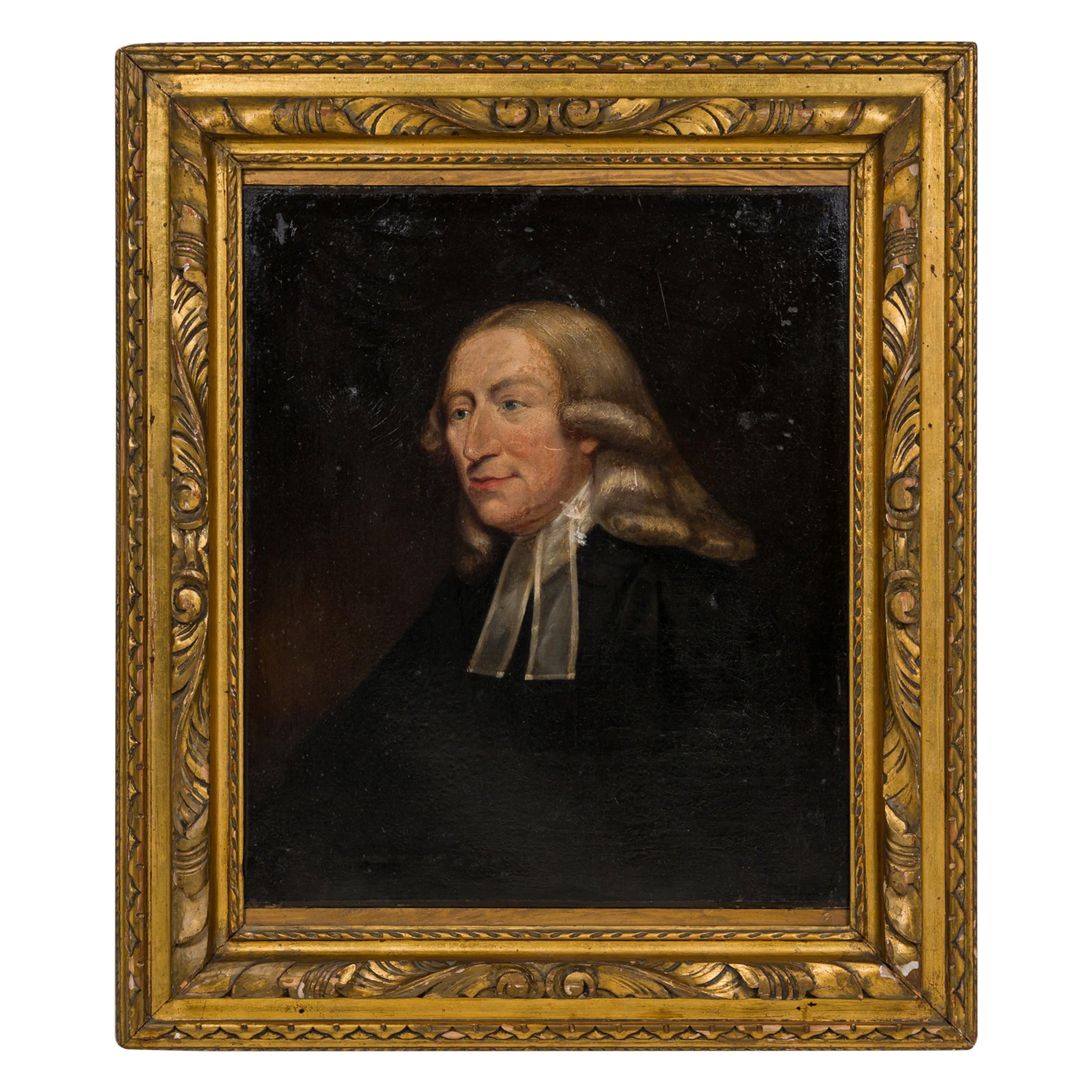 English Georgian Man in Black Portrait