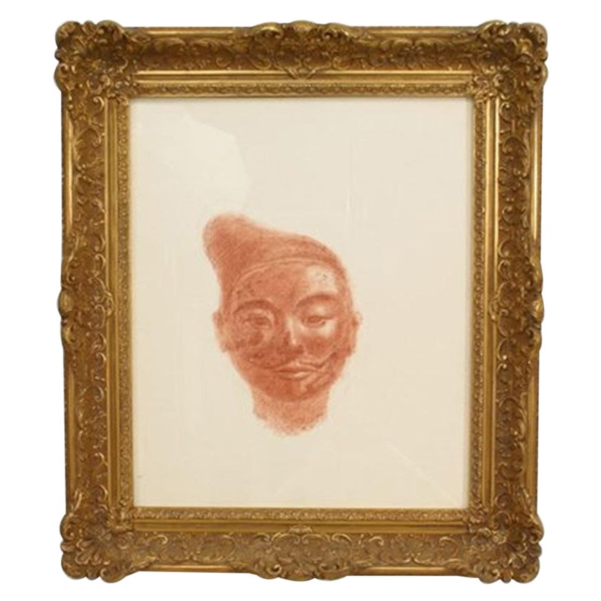Tête d'homme asiatique Portrait rouge