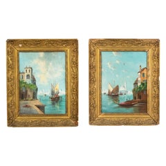 Pair of Italian Venetian Canal Paintings