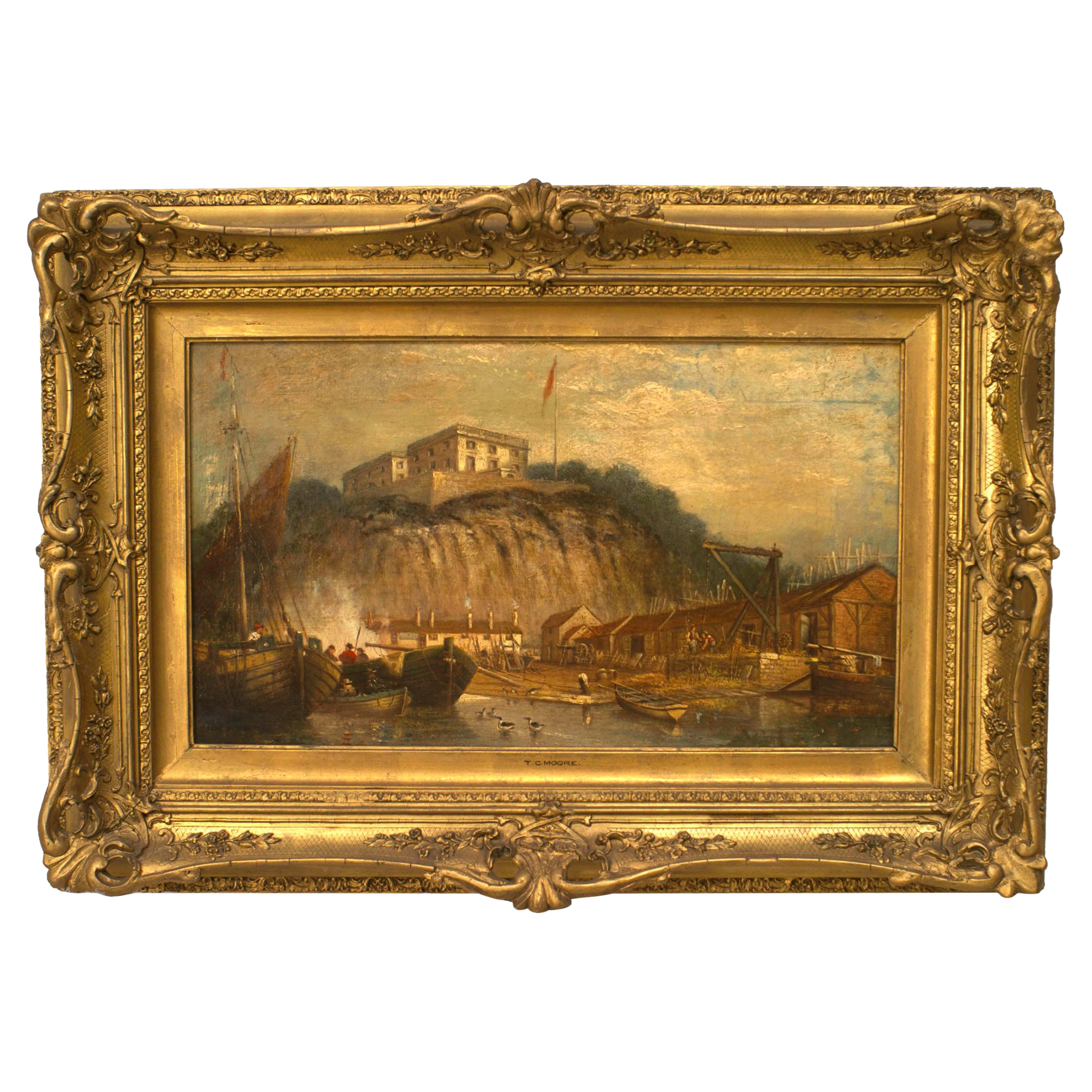 Quadro di porto inglese vittoriano