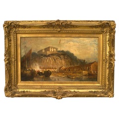 Quadro di porto inglese vittoriano