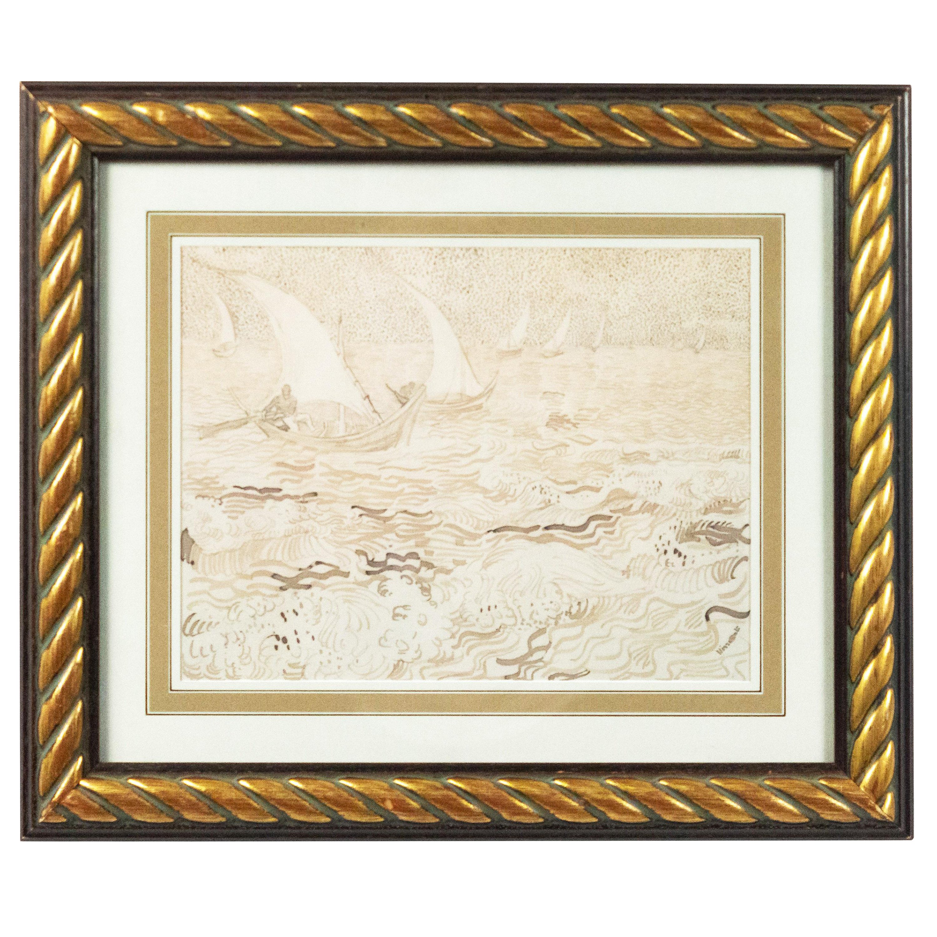 Fishing Boats Near Saintes Maries Painting