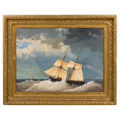 Cielo tempestoso Paesaggio marino con nave alta