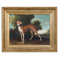 Quadro vittoriano inglese con cane levriero