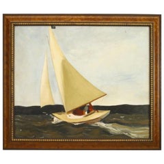 Barca a vela paesaggio marino pittura