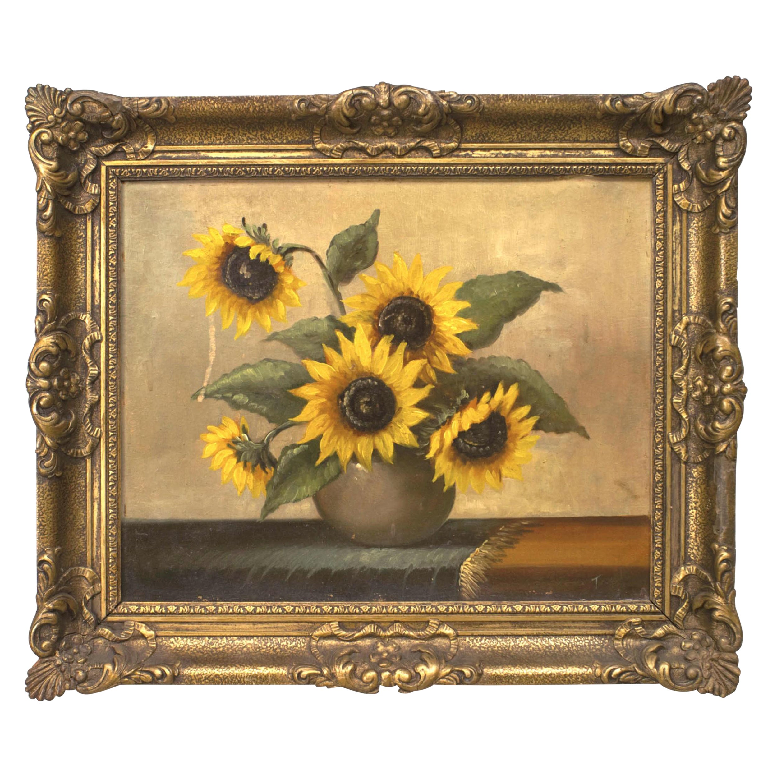 French Victorian Sunflower Still Life