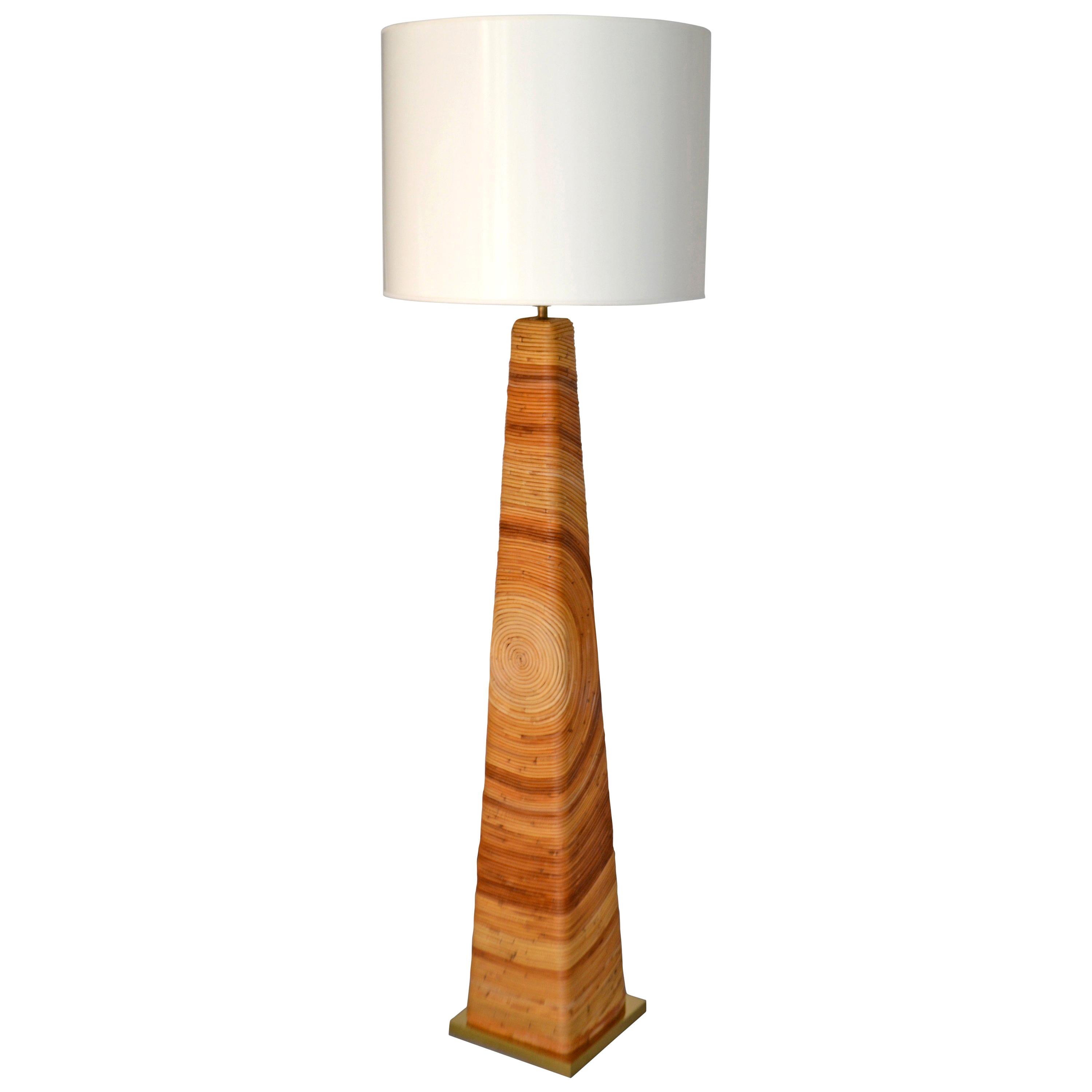 Midcentury Cut Reed Floor Lamp For Sale
