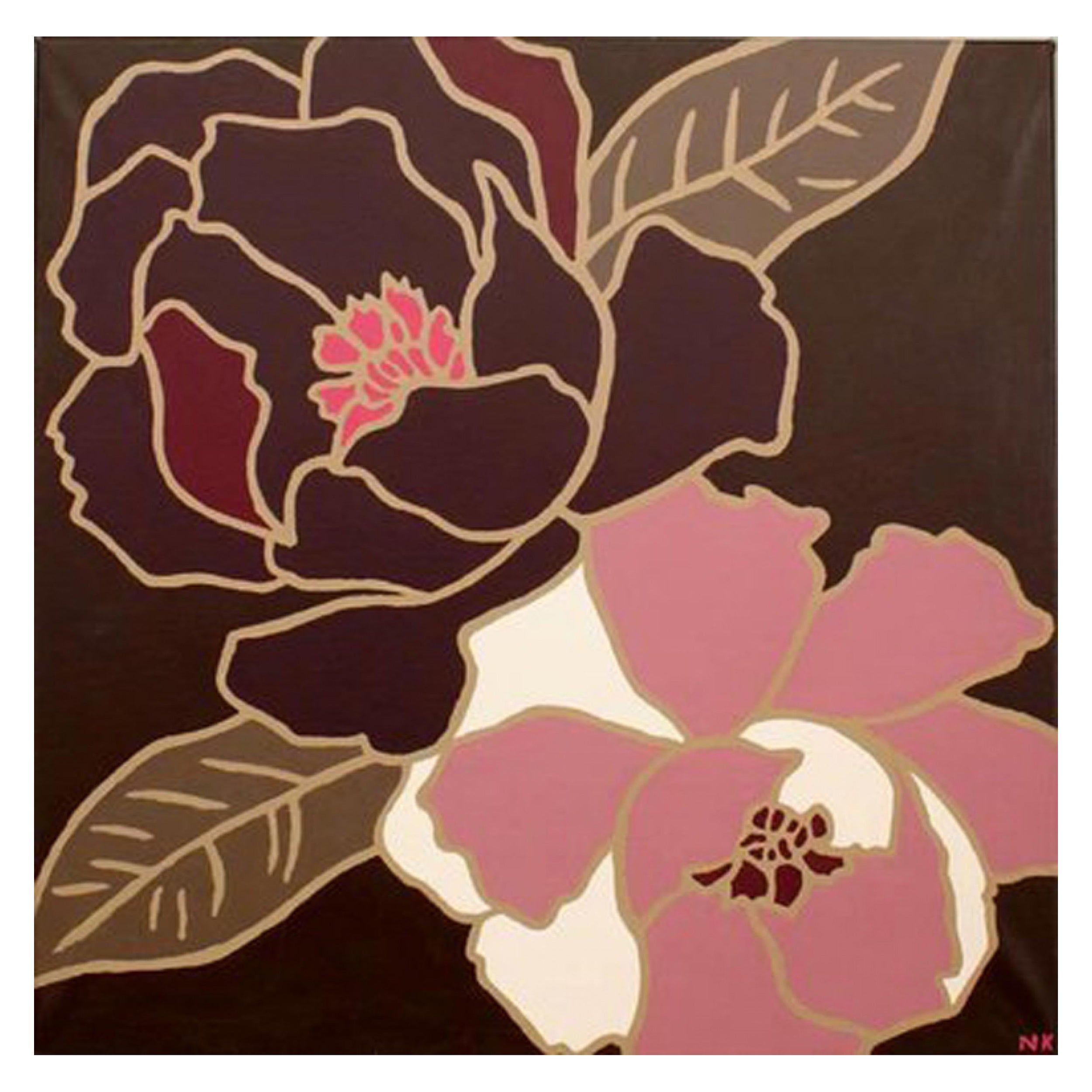 Pittura ravvicinata di due fiori di magnolia