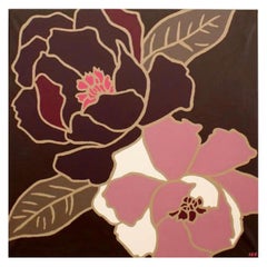 Pittura ravvicinata di due fiori di magnolia