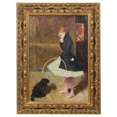 Tänzerin mit Reiter, Mädchen und Hund, Gemälde