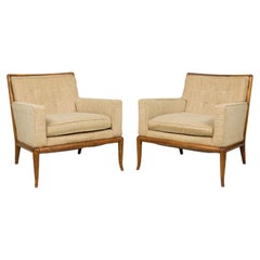 Pair of T.H. Robsjohn-Gibbings for Widdicomb Walnut Frame Lounge / Armchairs