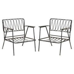 Pair of Maurizio Tempestini for Salterini Black Metal "Ribbon" Lounge Chairs